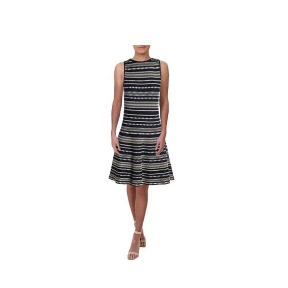 Anthropologie Dress Women's 6 Taylor Black White Stripes Zip Up Sleeveless - Picture 5 of 6